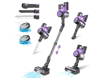 INSE S10 Cordless Vacuum Cleaner, 26kPa Powerful Suction, 1.2L Dustbin, 50min Max Runtime, 3-speed Modes, 350W Brushless Motor, 6-stage HEPA Filtration System, LED Headlight, Purple