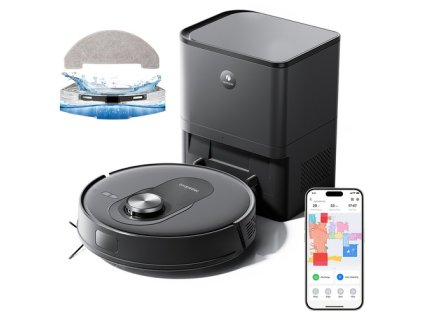Proscenic Q8 Max Robot Vacuum and Mop Combo with Self-emptying Station, Max 4200Pa Suction, 200min Runtime, 3 Cleaning Modes, Smart 360° LiDAR Navigation, APP Control, for Floor, Pet Hair, Carpet