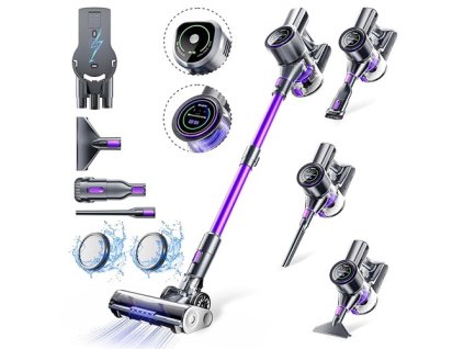 SmartAI P40 Cordless Vacuum Cleaner, 33KPa Suction Power, 55min Runtime, 400W Brushless Motor, LED Touch Screen, 1.3L Dustbin