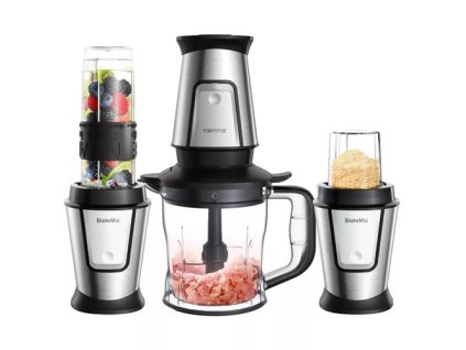 BioloMix TB23M 3-in-1 Multifunctional Food Processor, 700W Portable Juicer, Personal Blender, Meat Grinder Chopper, Coffee Spice Grinder, Smoothies, Fruits Mixer