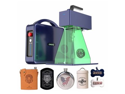 Gweike Cloud G2 PRO 30W Fiber Laser Marking Machine, Dual Red Light, 15000mm/s Speed, 0.001mm Accuracy, 150x150mm, 3mm Max. Depth on Metal, 90+ Colorful Engravings, GWEIKE Glaser/ LightBurn, Supports Rotary Roller, Electric Lift