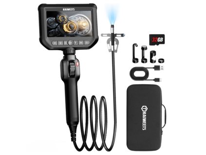 KAIWEETS KBA01 Two-Way Articulating Borescope, 210° Rotatable Camera, 8 LED Lights, 4.3inch Display, 1920*1080P, IP67 Waterproof