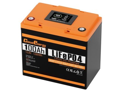 Cloudenergy 12V 100Ah LiFePO4 Battery Pack Backup Power, 1280Wh Energy, 6000+ Cycles, Built-in 100A BMS, LCD Screen, Support in Series/Parallel, Replacing Most of Backup Power, RV, Boats, Solar, Trolling motor, Off-Grid