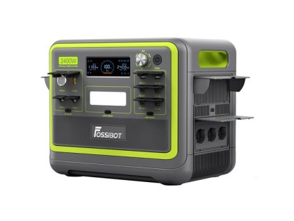 FOSSiBOT F2400 Portable Power Station, 2048Wh LiFePO4 Battery 2400W Output Solar Generator, 3xAC RV Car USB Type-C QC3.0 PD DC5521 Pure Sine Wave Full Outlets, 1.5 Hours Fast Charging, Input Power Adjustment Knob, Bidirectional Inverter - Green