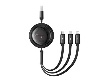 Rychlonabíjecí kabel 3v1 Baseus Free2Draw, USB pro micro USB + USB-C + Lightning, 3,5 A, 1,1 m (černý)