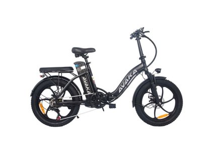 AVAKA BZ20 PLUS Electric Bike Foldable 20*3.0 Inch Fat Tires 500W Brushless Motor 25Km/h Max Speed 48V 18.2Ah Battery 100Km Range 120KG Max Load Dual Disc Brake Shimano 7-Speed Gear IP54 Waterproof  LCD Display One-piece Wheel - Black
