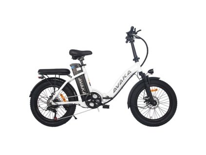 AVAKA BZ20 PLUS Electric Bike Foldable 20*3.0 Inch Fat Tires 500W Brushless Motor 25Km/h Max Speed 48V 18.2Ah Battery 100Km Range 120KG Max Load Dual Disc Brake Shimano 7-Speed Gear IP54 Waterproof  LCD Display Spoke Wheel - White