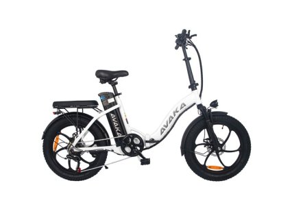 AVAKA BZ20 PLUS Electric Bike Foldable 20*3.0 Inch Fat Tires 500W Brushless Motor 25Km/h Max Speed 48V 18.2Ah Battery 100Km Range 120KG Max Load Dual Disc Brake Shimano 7-Speed Gear IP54 Waterproof  LCD Display One-piece Wheel - White