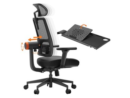 NEWTRAL MAGICH002 Ergonomic Chair with Detachable Workstation Desktop, Auto-Following Backrest, Adaptive Lower Back Support, Adjustable Headrest Seat Depth, 4D Armrest Recliner, 3 Positions to Lock