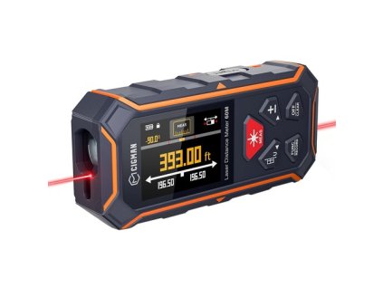 CIGMAN CD-60R 393Ft/120M Bilateral Red Laser Measure, LCD Display, with 6 Units Ft/in/M, Angle Sensor, Multiple Measure Mode, Magnetic Back