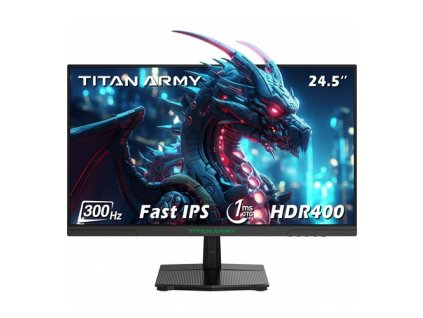 TITAN ARMY P2510HS Gaming Monitor, 24.5-inch 1920*1080 CSOT Fast IPS Screen, 300Hz Refresh Rate, HDR400, 121% sRGB, 1ms GTG Response Time, Adaptive-Sync, Hardware Low Blue Light, Gaming Assist, PIP/PBP Display, VESA Mounting
