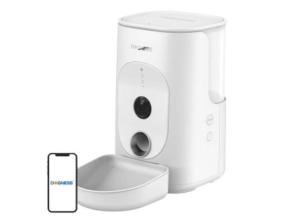 Inteligentní dávkovač krmiva Dogness F15 WiFi 4L s kamerou a plastovou miskou (bílý)