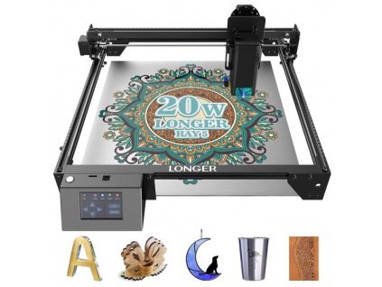 LONGER RAY5 20W Laser Engraver Cutter, Fixed Focus, 0.08*0.1mm Laser Spot, Color Touchscreen, 32-Bit Chipset, Support APP Connection, Working Area 375*375mm
