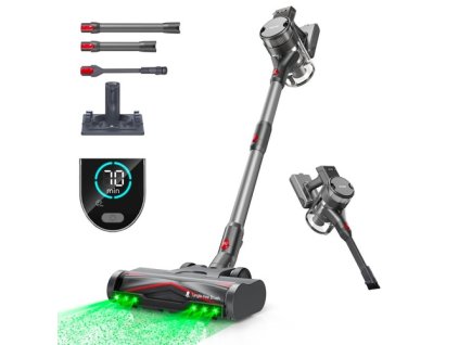 Maircle S3-Pro B Cordless Vacuum Cleaner, with Storage Rechargeable Base, Green Light Technology, 70min Long Battery Life, ≤72db Low Noise, Anti-Tangle Brush, LED Display