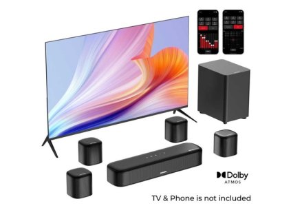 Ultimea Aura A60 7.1 Soundbar, Smart APP & Voice Control, BassMX Technology, 350W Peak Power, HDMI eARC, 4 Surround Speakers, for Smart TV