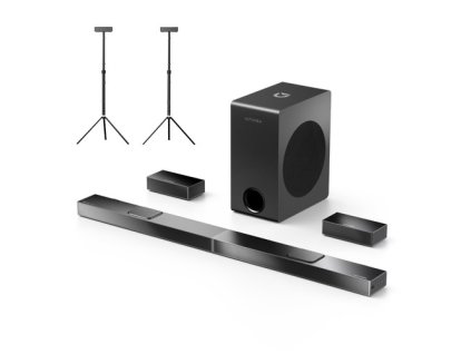 Ultimea Nova S80 5.1.2CH Soundbar + 1 Pair * Steady 300 Speaker Stands, Dolby Atmos, 520W Peak Power, 8" Wireless Subwoofers, Home Theater Surround Sound System for TV, 2 Upward-firing Drivers, 4K HDR