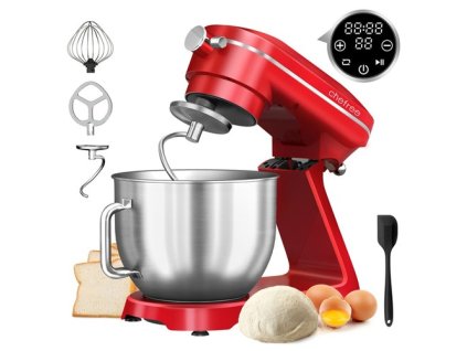 Chefree M500 Kitchen Stand Mixer, 7L Stainless Steel Bowl Dough Machine, 10 Speed Levels, 3 Mixing Attachments, 1800W Power, Red