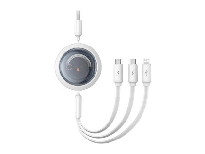 Rychlonabíjecí kabel 3v1 Baseus Free2Draw, USB pro micro USB + USB-C + Lightning, 3,5 A, 1,1 m (bílý)