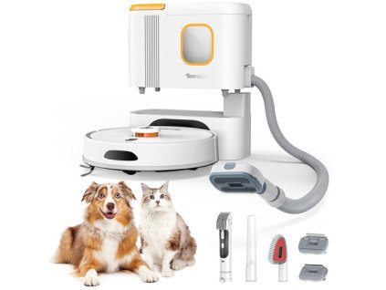 Teendow D20S MAX+ 2in1 Robot Vacuum Cleaner & Pet Grooming Tool, 6000Pa Strong Suction, 70 Days Hands-Free Cleaning, 3L Dust Bag, PreciSense LiDAR Navigation, 5000mAh Battery, Ideal for Pet Owners