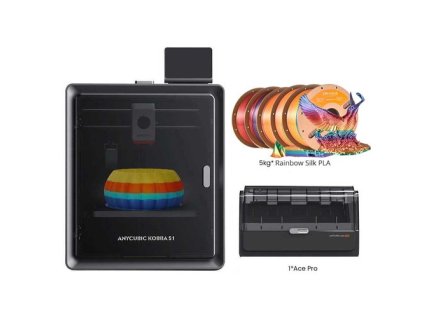 Anycubic Kobra S1 Combo + 5kg Eryone Rainbow Silk PLA Filament - 1kg Sunset Rainbow + 1kg Rainbow Over Mountains + 1kg Waterfall Rainbow + 1kg Palette Rainbow + 1kg Vibrant Rainbow