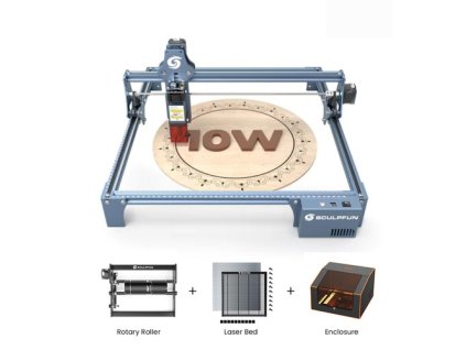 SCULPFUN S9 Pro 10W Laser Engraver + Rotary Roller + Laser Bed + FC1 Enclosure