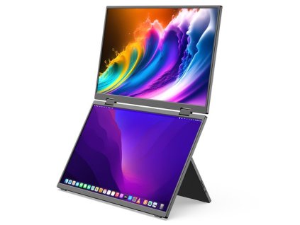 MINIX SF15 Foldable Portable Monitor, Dual 15.6 inch 1920*1080 IPS Screen, HDR, 178° Viewing Angle, Built-in Speakers
