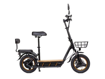 KuKirin C1 Pro Electric Scooter, 500W Motor, 48V 26Ah Battery, 14-inch Pneumatic Tire, Max 100km Range, One-click Folding, Rear Seat & Front Storage Basket, Solid wood pedal, Rearview Mirror Turn signal light - Black