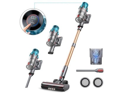 Fieety V7 Cordless Vacuum Cleaner, 45kPa Strong Suction, 60min Runtime, 7-Layer Filtration, LED Touch Screen, for Carpets & Hard Floors