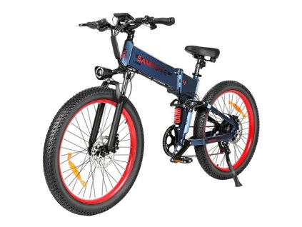 SAMEBIKE LO26-Plus Electric Bike, 1000W Motor, 48V 15Ah Battery, 26 inch Tires, 45km/h Max Speed, 100km Range, Hydraulic Disc Brakes, Dual Adjustable Suspension, Shimano 7-speed - Blue
