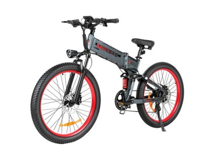 SAMEBIKE LO26-Plus Electric Bike, 1000W Motor, 48V 15Ah Battery, 26 inch Tires, 45km/h Max Speed, 100km Range, Hydraulic Disc Brakes, Dual Adjustable Suspension, Shimano 7-speed - Grey