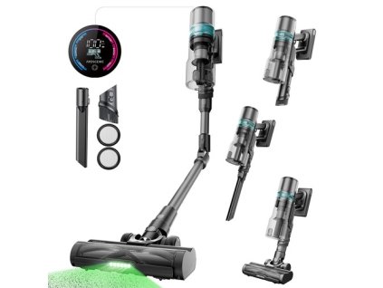 Proscenic P16 Cordless Stick Vacuum Cleaner, 50kPa Suction, 55min Runtime, 180° Bendable Wand, Anti-Tangle Floor Brush, 62dB Low Noise, for Home Use & Pet Hair, Gray