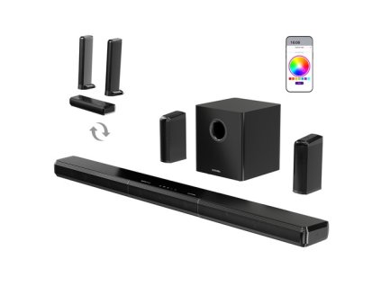 Ultimea Apollo S90 9.1 Channel Soundbar, Dolby Atmos, 470W Peak Power, RGB Lighting, App Control, 121 Preset EQ Matrices, Bluetooth 5.3, Detachable Design
