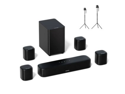 Ultimea Aura A40 7.1 Soundbar + 1 * Pair Steady 310 Speaker Stands, App Control, 10 Bands Equalizer Settings, 121 Preset EQ Matrices, Bluetooth 5.3, 330W Peak Power
