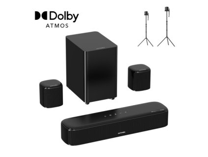 Ultimea Aura A50 Pro 5.1 Soundbar  + 1 * Pair Steady 310 Speaker Stands, Dolby Atmos, Surround Sound System for TV, App Control, 2 Surround Speakers, HDMI eARC/OPT/AUX/Bluetooth