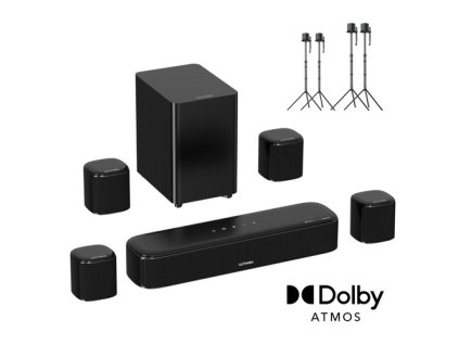 Ultimea Aura A60 7.1 Soundbar + 2 Pair * Steady 310 Speaker Stands, Smart APP & Voice Control, BassMX Technology, 350W Peak Power, HDMI eARC, 4 Surround Speakers, for Smart TV