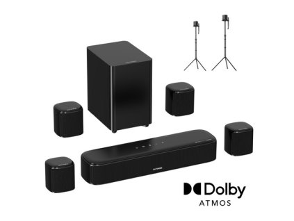 Ultimea Aura A60 7.1 Soundbar + 1 Pair * Steady 310 Speaker Stands, Smart APP & Voice Control, BassMX Technology, 350W Peak Power, HDMI eARC, 4 Surround Speakers, for Smart TV