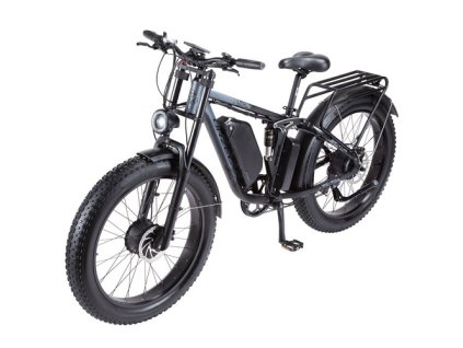 ORZELEBIKE K17 Electric Bike, 1000W*2 Motor, 48V 25Ah Battery, 26*4.0 inch Tires, 50km/h Max Speed, 120km Max Range, Front & Rear Hydraulic Disc Brakes, Front & Rear Dual Shock Absorbers, Shimano 7-speed - Silver