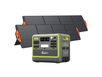 FOSSiBOT F2400 Portable Power Station + 2 x FOSSiBOT SP200 18V 200W Foldable Solar Panel, 2048Wh LiFePO4 Battery 2400W Output Solar Generator, 3xAC RV Car USB Type-C QC3.0 PD DC5521 Pure Sine Wave Full Outlets, 1.5 Hours Fast Charging, Outdoor