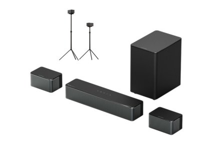 Ultimea Poseidon M4T 5.1 Soundbar + 1 Pair * Steady 300 Speaker Stands, Dolby Atmos, 450W Peak Power, Adjustable Surround Level