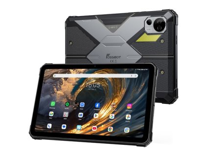 FOSSiBOT DT3 5G Rugged Tablet, Android 15, 10.4 inch 1200x2000 Display, 12GB RAM 256GB ROM, WiFi 6, 21560mAh Battery 66W Fast Charge, 64MP+32MP Camera, LED Flashlight, NFC, GPS/GALILEO/GLONASS/QZSS/BEIDOU/NavIC, Fingerprint & Face ID Unlock - Grey