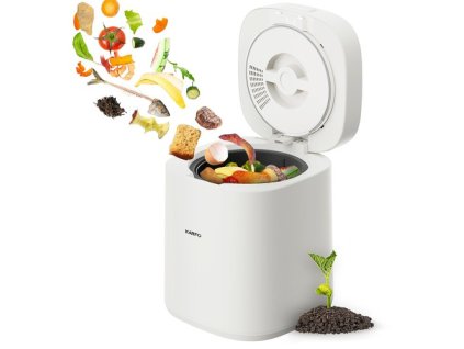 karfo UF006-EC Kitchen Composter, 2.5L Capacity, Single-Button Auto Operation, Turn Food Waste to Fertilizer for Plants, White