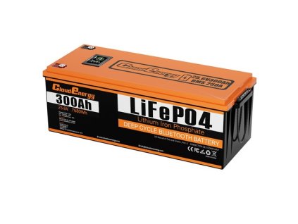 Cloudenergy 24V 300Ah LiFePO4 Battery Pack Backup Power, 7680Wh Energy, 6000+ Cycles, Built-in 200A BMS, LCD Screen, Support in Series/Parallel, Replacing Most of Backup Power, RV, Boats, Solar, Trolling motor, Off-Grid