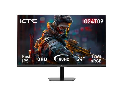 KTC Q24T09 Gaming Monitor, 24-inch 2560*1440 16:9 Fast IPS Screen, 180Hz Refresh Rate, FreeSync & G-Sync, 126% sRGB, HDR Support, Low Blue Light, Wall Mount Support &Tilt Adjustment, 2 x HDMI2.0, 2 x DP1.4, 1 x Earphone Jack