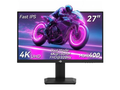 TITAN ARMY P2712V Gaming Monitor,  27 inch Fast IPS, 3840×2160@160Hz & 1920×1080@320Hz, HDR400, 12 Scenario Modes, Game Assist, 1ms GTG Response Time, Dynamic OD, RGB Gaming Lighting, Low Blue Light, 2*HDMI 2.1, 2*DP 1.4, 1*Audio