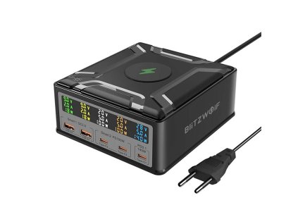 163235 blitzwolf bw s28 260w 2xusb a 3xusb c 15w bezdrotova nabijacka cierna