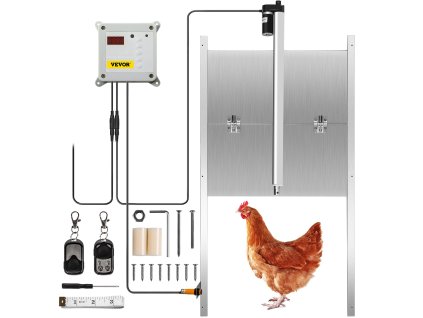 Automatické dvierka kurníka 12V, časovač, svetelný+ir senzor, 2 diaľk.