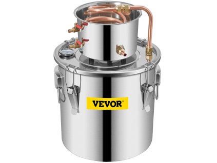 Domáci destilátor 3gal/12l nerez, medená trubica s teplomerom