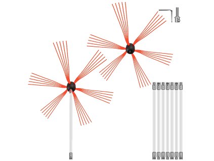 Sada na čistenie komína dĺžka 792.5 cm, tyče s kefou na sadze