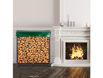 Stojan na drevo 6ft oceľový čierny, nosnosť 1300lbs, s krytom