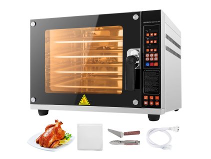 Stolná konvekčná rúra 4-poschodová 4500W do 350℃ s postrekom a panelom